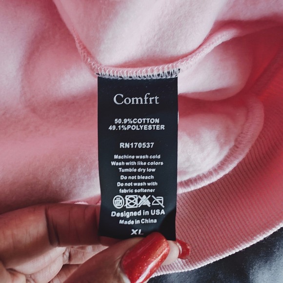 Comfrt Pink Hoodie Sweatshirt Minimalist Pullover Oversized XL Petal NWOT - Picture 5 of 12